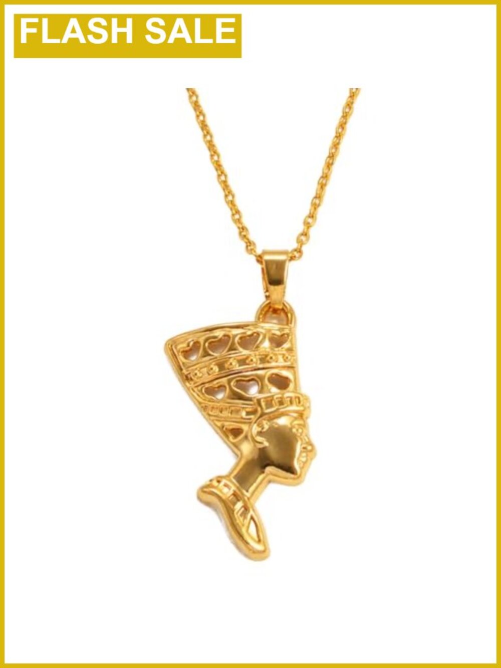 Nefertiti Pendant Necklace Gold Plated Zinc Alloy Egyptian Women Men Jewelry